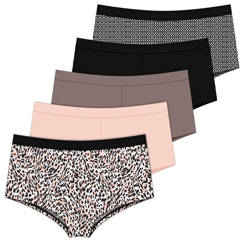 Delta Burke Intimates Microfiber 5-Pair  BoyShorts Panties